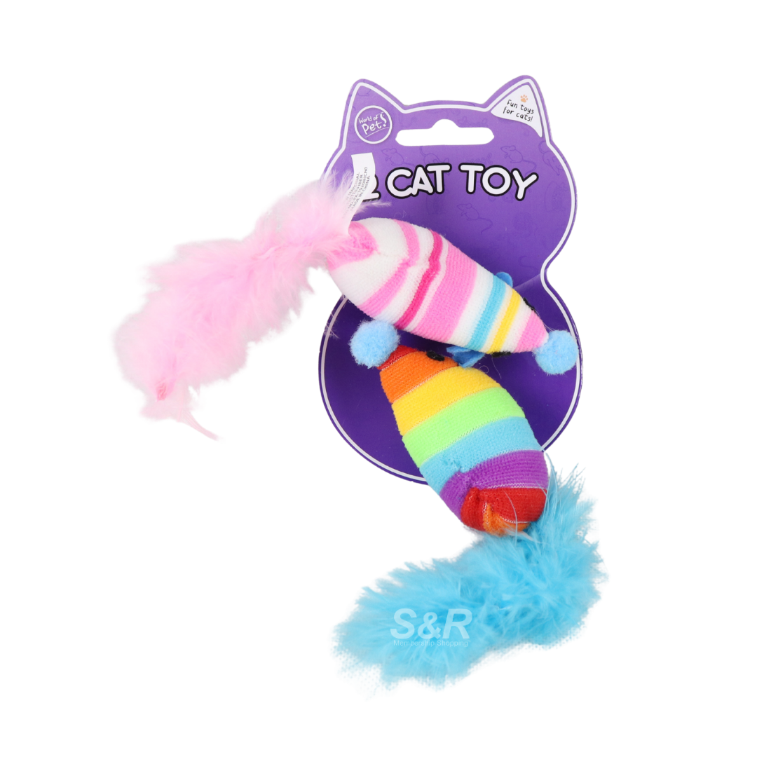 World of Pets 2-piece Rainbow Mice & Cat Toy